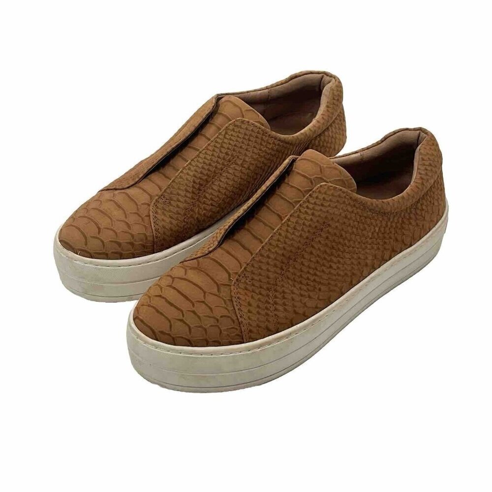 J Slides Heidi Leather Slip On Shoes Platform Brown Sz 7.5